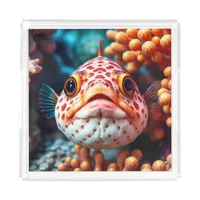 Funny Fish and Coral Close  Acrylic Tray