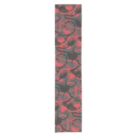 Freestyle Red Black Grey Brushstrokes Pattern Short Table Runner