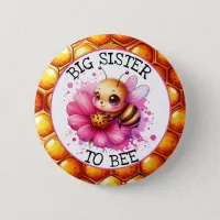 Honey bee themed Girl's Baby Shower Sister to be Button