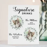 Cat Wedding Signature Drinks Custom 2 Pet Photo Foam Board
