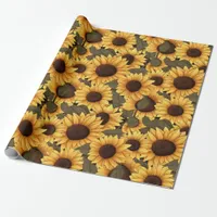 Pretty Sunflower Illustration All Over Print Wrapping Paper