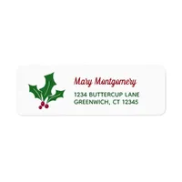 Retro Holly Leaves and Berries Label