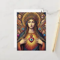 psychedelic Protection From Evil Mary Colorful Postcard