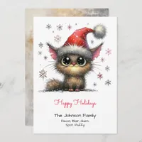 Cute Cat in a Santa Hat Happy  Holiday Card