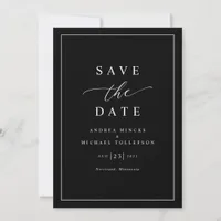 Minimalist Simple Modern Black Wedding Save The Date