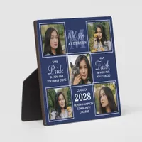 Graduation Custom 5 Photo Collage Senior Navy Blue Plaque