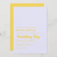 Lavender and Lemon Zest Retro Typography Wedding Invitation