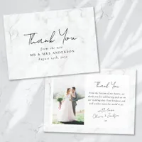 Modern Minimalist Script Photo Wedding Thank You Card