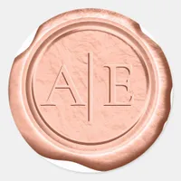 Faux Wax Wedding Initials Terra Cotta ID956 Classic Round Sticker