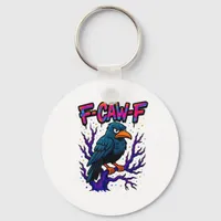 Crow, F-Caw-F Funny Bird Moon Gothic Adult Humor M Keychain