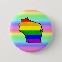 Gay Pride Rainbow Wisconsin Magnet Button