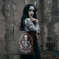 Skeleton name Gothic horror Goth skull Dark Black Tote Bag