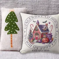 Halowmas Gingerbread House I Christmas Halloween  Throw Pillow