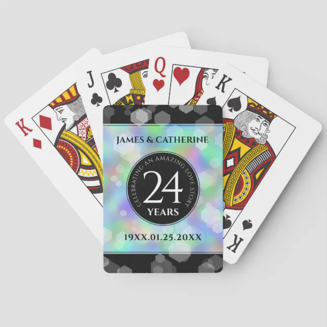 Elegant 24th Opal Wedding Anniversary Celebration Poker Cards