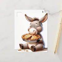 Funny Cartoon Apple Pie Donkey Postcard