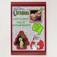 Christmas Santa & Tree Add Photos Large Jigsaw Puzzle