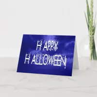 Nighttime Blue Happy Halloween Text Card