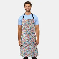 Crayon Pastel Heart & Flowers Apron