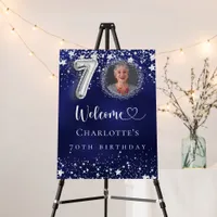 70th Birthday blue silver stars photo welcome Foam Board