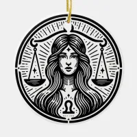 Horoscope Sign Libra Symbol and Traits Ceramic Ornament