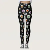 Black Zombie Bloodshot Colorful Halloween Eyes Leggings