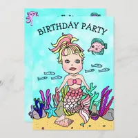 Blonde Mermaid Under the Sea Birthday Party Invitation