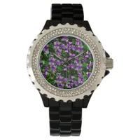 WI State Flower Wood Violet Mosaic Pattern Watch