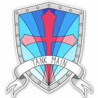 Tank Main Gamer Blue Red Cartoon Shield Sticker