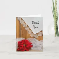 Rustic Poinsettia Lace Winter Wedding Thank You