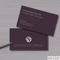 Simple Modern Dark Purple Custom Logo Business Card