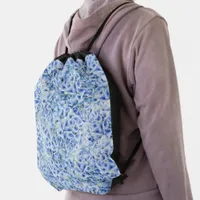 Gorgeous blue hydrangeas - floral pattern  drawstring bag