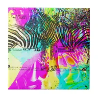 Colorful Zebras Tile