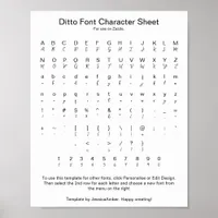 Ditto Font Glyph Character Sheet Poster