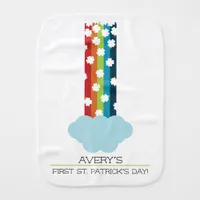 Baby's First St. Patrick's Day Rainbow Clover Baby Burp Cloth