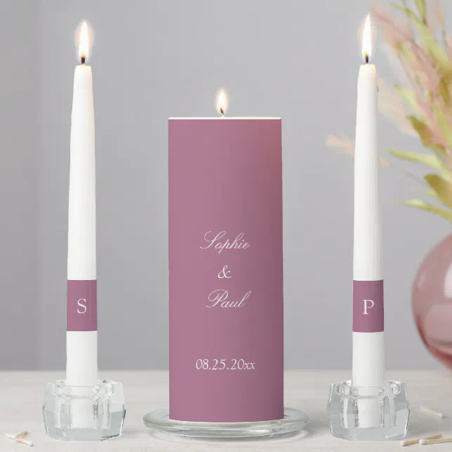 Elegant Mauve Wedding Unity Candle Set