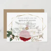 Wedding Rehearsal  | Burgundy Peony Floral Spray Invitation