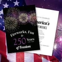 Fireworks, Fun and Freedom 250 Years 4th of July Invitation