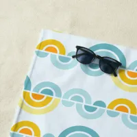 Abstract sun and clouds curved pattern beach towel