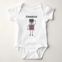 Personalized Robot Themed   Baby Bodysuit