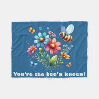 Floral Watercolor Monogram You're the Bee's Knees  Fleece Blanket