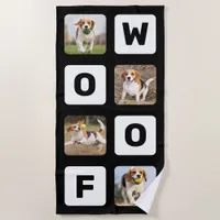 Woof Personalized Photo Collage Pet Lover Dog Beach Towel