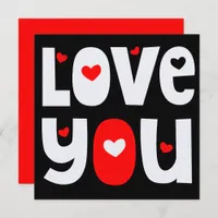 Love You Quote Happy Valentines White Red Black Card