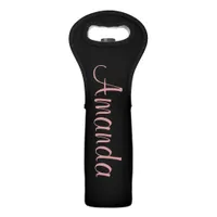 Black and Rose Gold personalized Wine Bag