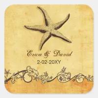 rustic starfish beach wedding  envelopes seals