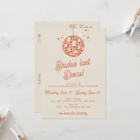 Brides Last Disco Itinerary Bachelorette Party  Invitation