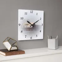 Red Winter Barn Square Wall Clock