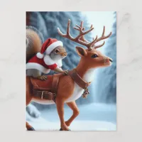 Squirrel Santa and the Reindeer Postcard