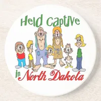 North Dakota Funny Trailer Park Sandstone Coaster