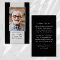 Modern Black Gray Photo Memorial Prayer Card