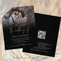 Budget Photo Script QR Code Wedding Black Invite